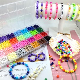 1820Pcs 6mm Acrylic Round Beads for Jewelry Making, 28 Colors Rainbow Round Beads for Bracelets Making Kit Candy Color Plastic Bubble Gum Beads Pastel Loose Beads Bulk for DIY Necklace Crafts