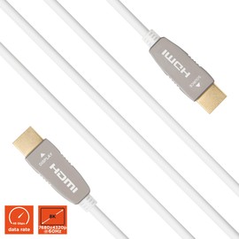 celexon HDMI UHD Active 48Gbps Optical Fibre - 15m - White - Optical HDMI Signal Transmission - eARC - VRR - ALLM