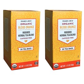 Trader Joes Organic Blood Orange Rooibos Herbal Tea Blend, Flavored with other Natural Flavors, Caffeine Free, 20 Tea Bags, 1.13 ounces (32 grams) (Two Pack)