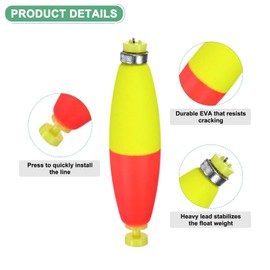 M METERXITY 10-Pack Fishing Bobbers Floats, 77mm EVA Foam Weighted Bobbers for Crappie/Bluegill/Trout Bass/Catfish, Clip-on Floats Slip Corks Floaters Strong Buoys [Red & Yellow]