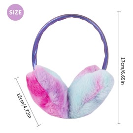 Ear Warmers for Women Girls, Rainbow Winter Earmuffs, Colourful Plush Earmuffs, Hearing Protection, Foldable Earmuffs, Winter Accessories, Outdoor, Fleece Behind the Head, Earmuffs for Women, Colour-1