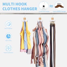 Tank Top Hanger,Rotatable Bra Hanger,Max 18 Storage Capacity Sports Bra Hangers,Space Saving Hangers for Dorm,Closet Organizers and Storage,Closet Organizer for Belt,Scarf, Purse,Wood