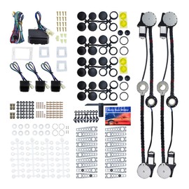 Universal Electric Power Window Lift Roll Up Regulator Conversion Kit w/Switches, Wiring & Mounting Hardware | Fit for 4 Door Vehicles with Manual Windows, Sedan, Pickup, Off-Road, Vans, SUV