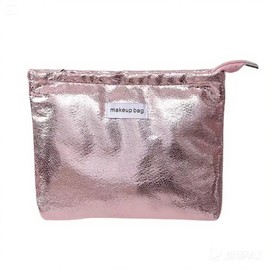 Dtweista Glittler Cosmetic Bag for Women Large Capacity PU Make Up Clutch Bag Travel Silver Toiletry Pouch Organizer (Pink)