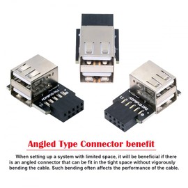 CY -3pcs/set 9pin 10pin Motherboard Front Panel Header Female to Dual USB 2.0 Female Adapter Vertical Angled 90 Degree