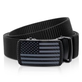 BELTROAD 4th of July Belt for Men, American Flat Belt Black Ratchet Tactical Nylon Belts for Army Police Patriotic Decorations