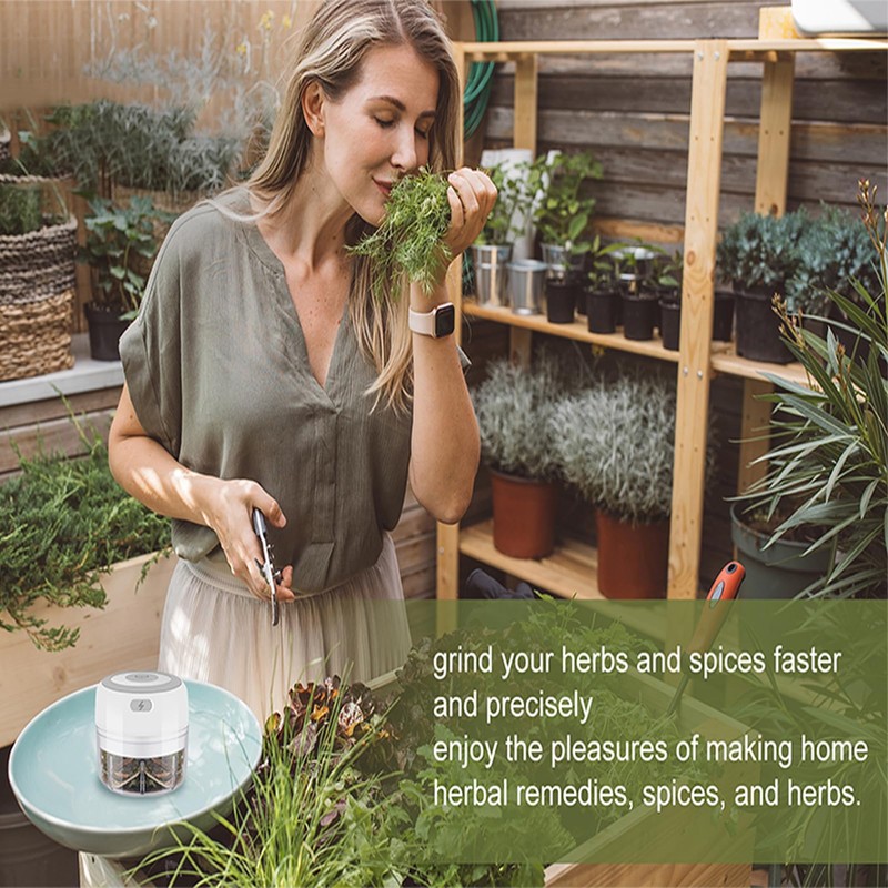 Electric Herb Grinder with Mini Scoop & Brush - 3.5-Inch