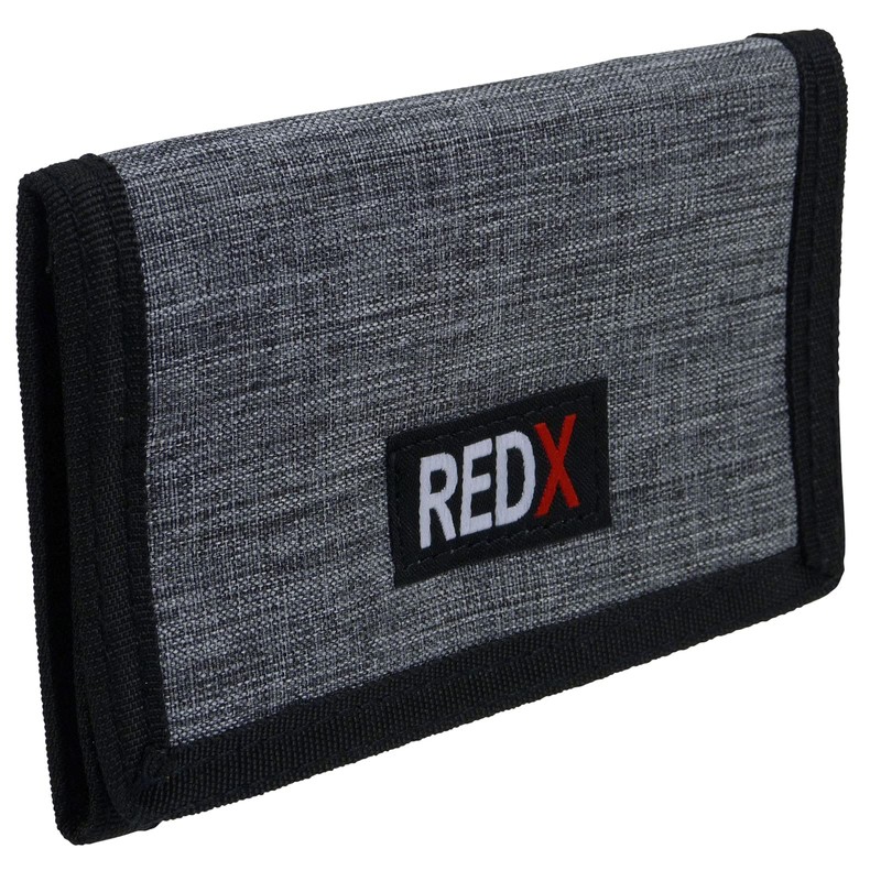 RED X Mens Canvas Tri-Fold Chain Wallet - Grey