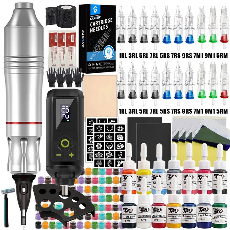 Wireless Rotary Tattoo Pen Kit for Body Art Practice –