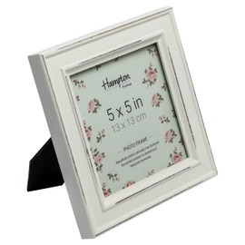 Hampton Frames PALOMA Distressed Square Picture Photo Frame White 5x5 (13x13cm) PAL301955W