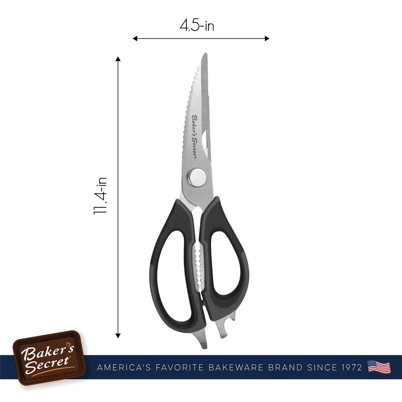 Baker's Secret - All Purpose Kitchen Scissors, 8.5" Stainless Steel