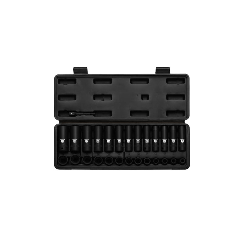 EMENTOL 3/8" Drive Impact Socket Set, 27PCS, Metric(7mm to 19mm),