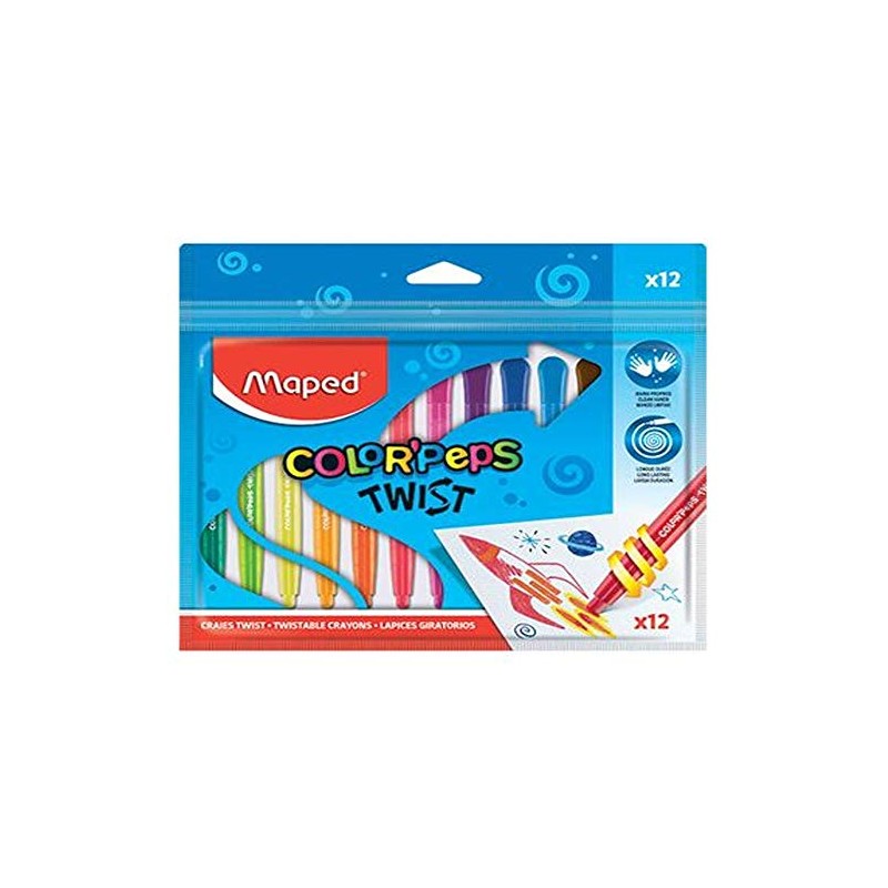 Maped - 860612 Colour'Peps Twist Wax Crayons - x12 Pens