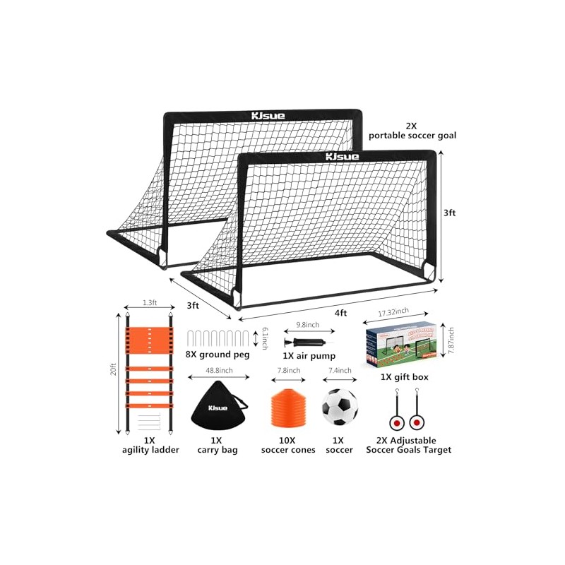 Kids Pop Up Soccer Goal Set with Training Equipment, Portable