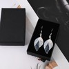 Big Blue Leaf Silver Dangle Earrings for Women Boho Earrings