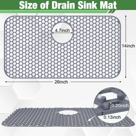 Inchoco Inchoco Sink Protectors for Kitchen Sink Mat - 26"x 14" Silicone Kitchen Sink Protector Mat for Protection of Stainless Steel Sink and Tableware, Farmhouse Sink Protector with Rear Drain (Grey)
