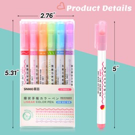 Colored Pens, Journal Planner Pens with 6 Different Curve Shapes & 6 Colors, Paint Markers Roller Pen for Writing Note, Drawing, Scrapbook, Journal, School Supplies Gift for Birthday, Children's Day