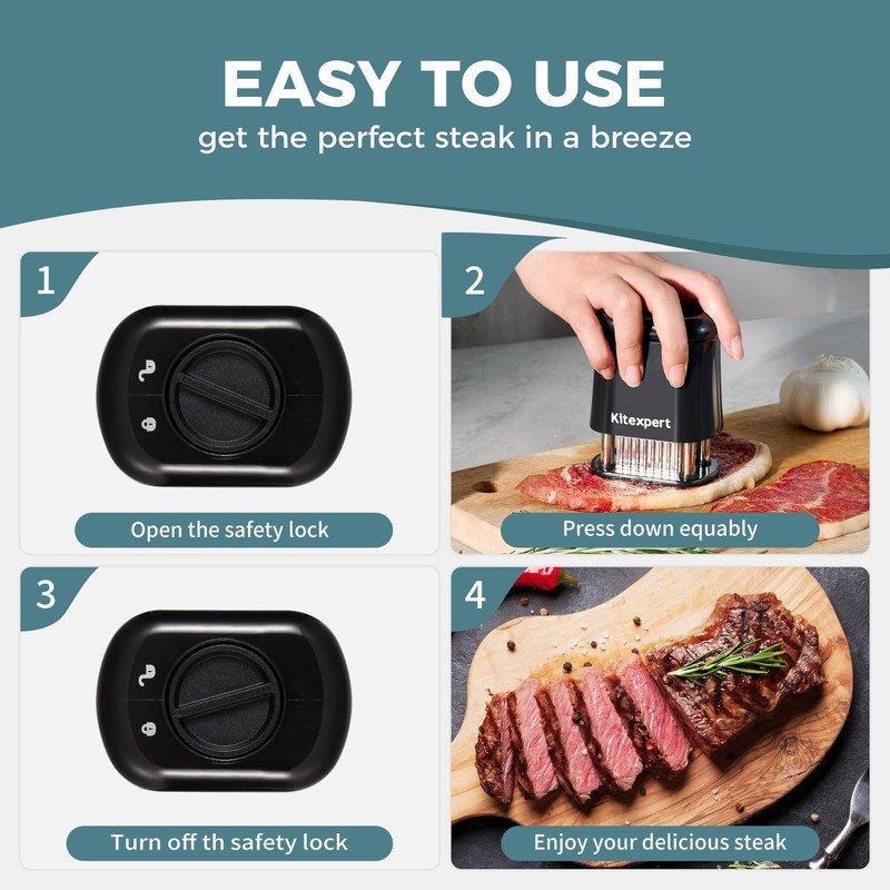 KITEXPERT Meat Tenderizer Tool with 56 Stainless Steel Ultra Sharp