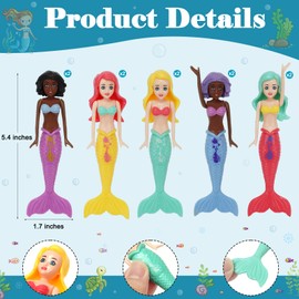 HEYTIMI 10 Pack Dive Mermaids Underwater Diving Pool Toys Mermaids Bath Toys Sinking Toys Swimming Pool Games for Toddlers Kids Girls Ages 3-12 (Black & White)