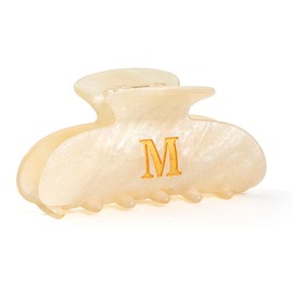 Acrylic Hair Clips Claws Initial Hair Clips Claws for Women Glitter Gold Initial Letter Pattern In Gold letter Shape Hair Clip For Thick Hair Hair clips for styling (M）