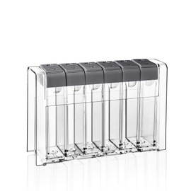 Spice Shaker Jars Seasoning Box-Plastic Spice Dispenser-Seasoning Condiment Storage Container with Tray for Salt Sugar - Barbecue Spice Box Spice Racks -Transparent Seasoning Box- Set of 6 (Grey)