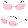 Ggpyyon Rimless Rectangle Sunglasses for Women Men,Retro Frameless Eyewear Sun