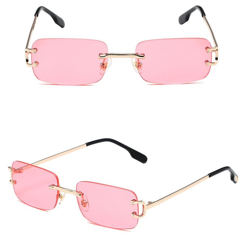 Ggpyyon Rimless Rectangle Sunglasses for Women Men,Retro Frameless Eyewear Sun