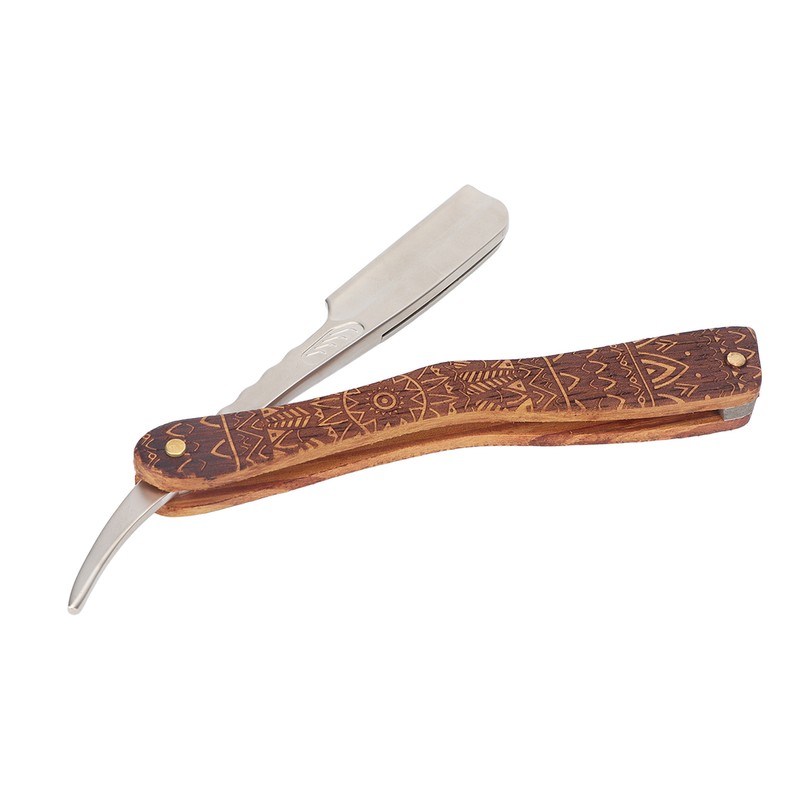 Men Manual Razor Redwood Handle Shaver Zinc Alloy Blade Straight