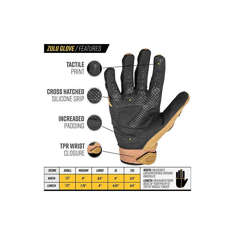 Valken Zulu Tactical Gloves, Protector Gloves, Tan, Size: M