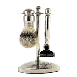 Shaving Set Metal Shaving Brush Pure Badger Silver Tip Razor with Mach3 Blade