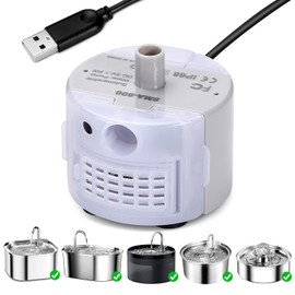 VinDox Cat Fountain Pump for Cat Fountain, Stainless Steel, Ultra-Quiet Pet Pump for Cat Drinking Fountain Made of Stainless Steel (No Adapter) (Pump)