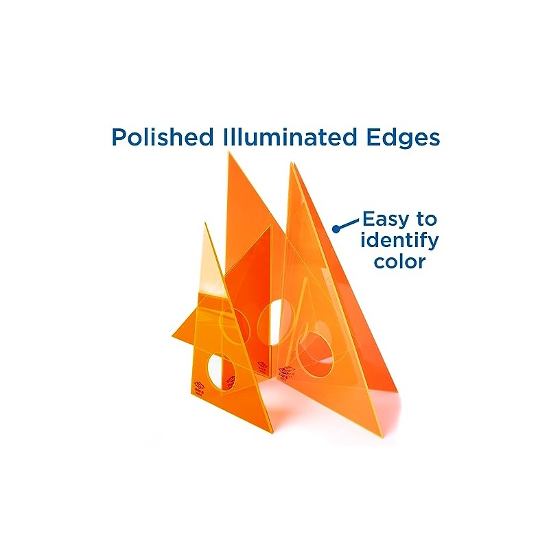 ALVIN Fluorescent Professional Acrylic Triangle 45/90 Degree Model 131F-10 Multipurpose