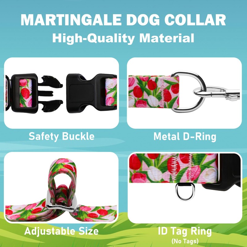 Fidohug Martingale Collar for Dogs with Buckle Floral No Pull