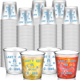 Roshtia 50 Pcs Last Toast on The Coast Bachelorette Party Shot Glasses 2. 87oz Disposable Blue Coastal Bachelorette Plastic Cups for Adult Beach Bridal Wedding Party Favor Supplies