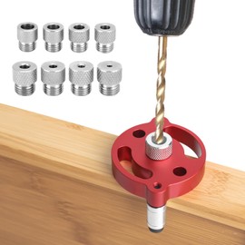 Drilling Aid Vertical Drilling, Wood Dowel Drilling Template with 3/4/5/6/7/8/9/10 mm Drill Bushings, Drilling Template Furniture Construction for Woodworking, Exact Dowel Holes
