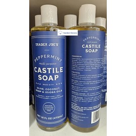 Trader Joe Peppermint Multi-Purpose Castile Soap 16fl oz 473ml (Two Bottles)