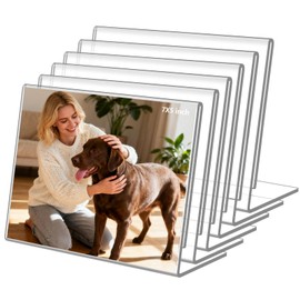 DESONAUT 6 Pack 7"x 5" Clear Acrylic Self Standing Picture Frames，Photo Frame Stand Perfect for Showcasing Memories Tabletop Display for Home or Office Décor，Horizontal