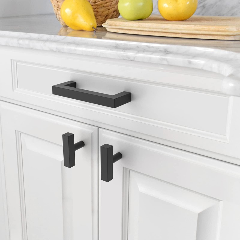 Amerdeco 10 Pack Matte Black Cabinet Pulls 3.75 Inch(96mm) Hole