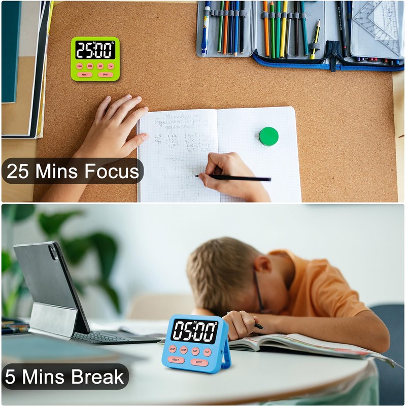 Pomodoro Timer for Kids, Productivity Timer with Loud Alarm, Digital
