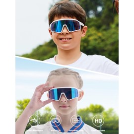 BIRCEN Youth Baseball Sunglasses for Kids: UV400 Kids Sunglasses, Sports Softball Cycling Glasses for Boys Girls