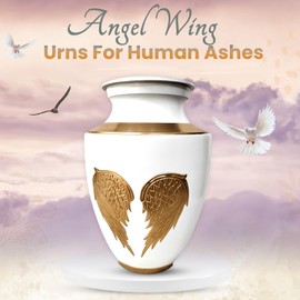 Angel Wing Cremation Urns for Human Ashes, Keepsake Urns for Funeral & Burial, Adult Large Size Up to 200 Lbs, Memorial Urns for Adult Male & Female Ashes