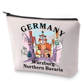 BLUPARK German Cosmetic Bag City Travel Gift Germany Würzburg Northern Bavaria Makeup Bag German Lover Gift (Germany)