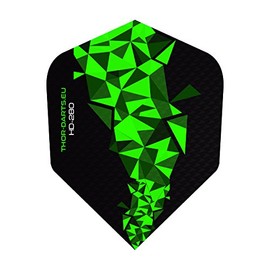 THOR-DARTS Set of 7 (= 21Flights) 150 Micron Extra Strong Darts Flights HD-280 F2 Black/Green Extra Long Lasting (150micron, Comparable to Rhino+ or Pentathlon HD150) (21)
