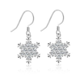 Stud Earrings Silver 925 Sterling Silver Snowflake Vintage Women Girls Stud Earrings Small, Cubic Zirconia, Cubic Zirconia