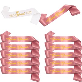 (1+11) 12 Pieces JGA Sash Bride Sash White Team Beaut Sash Pink JGA Sash Bride to be Sash Hen Party Sash for Wedding Hen Party