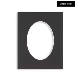 9x12 Mat Bevel Cut for 7x10 Photos - Precut Black Oval Shaped Photo Mat Board Opening - Acid Free Matte to Protect Your Pictures - Bevel Cut for Family Photos, Pack of 1 Matboard