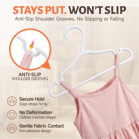 Baseca Kids Plastic Hangers 30 Pack, White Baby & Toddler Hangers, Non-Slip
