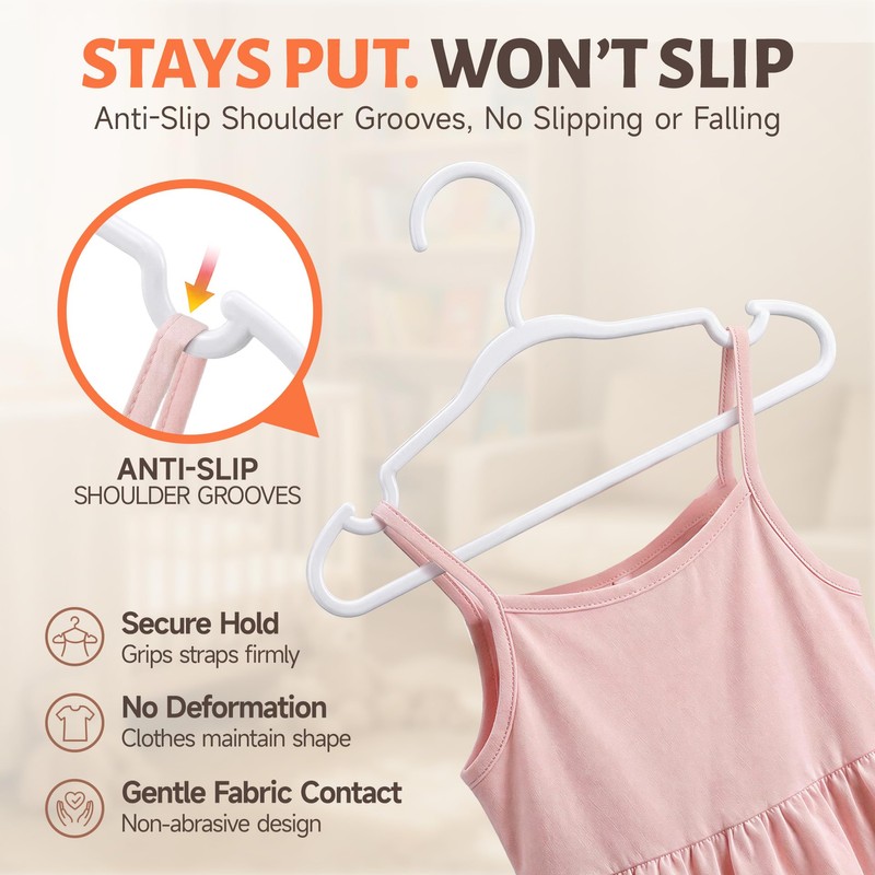 Baseca Kids Plastic Hangers 30 Pack, White Baby & Toddler