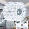 JUNWEN Battery Operated LED Strip Lights with Remote Daylight White,
