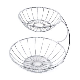 DESIGN DELIGHTS Fruit Stand Stage, 24 cm, Iron, Two-Tier Metal Fruit Stand, Fruit Bowl, Bread Basket